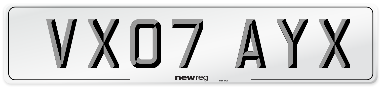 VX07 AYX Number Plate from New Reg